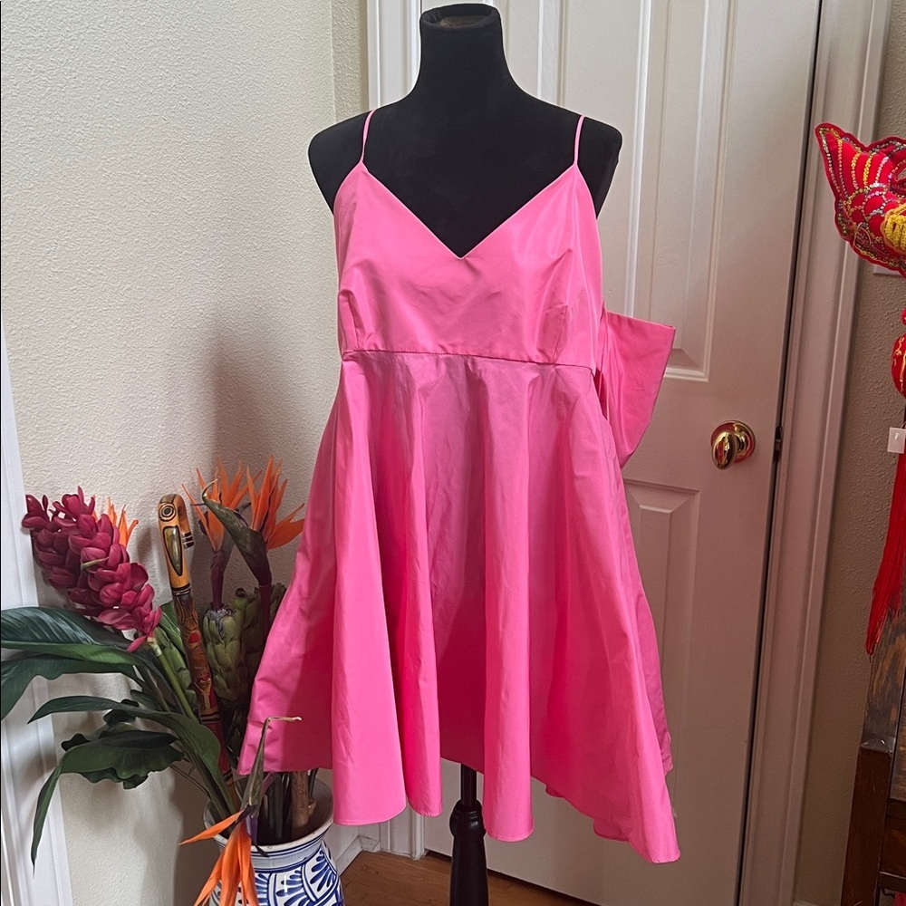 Zara NWT voluminous pink bow back dress xxl - Picture 2 of 10